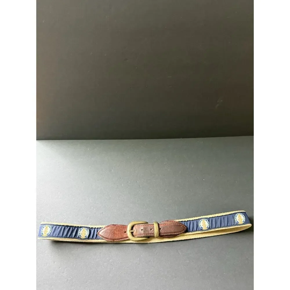 YRL Belt Exeter NH PGA Golf 36/90 Leather Canvas Brass Buckle Golfing Sports